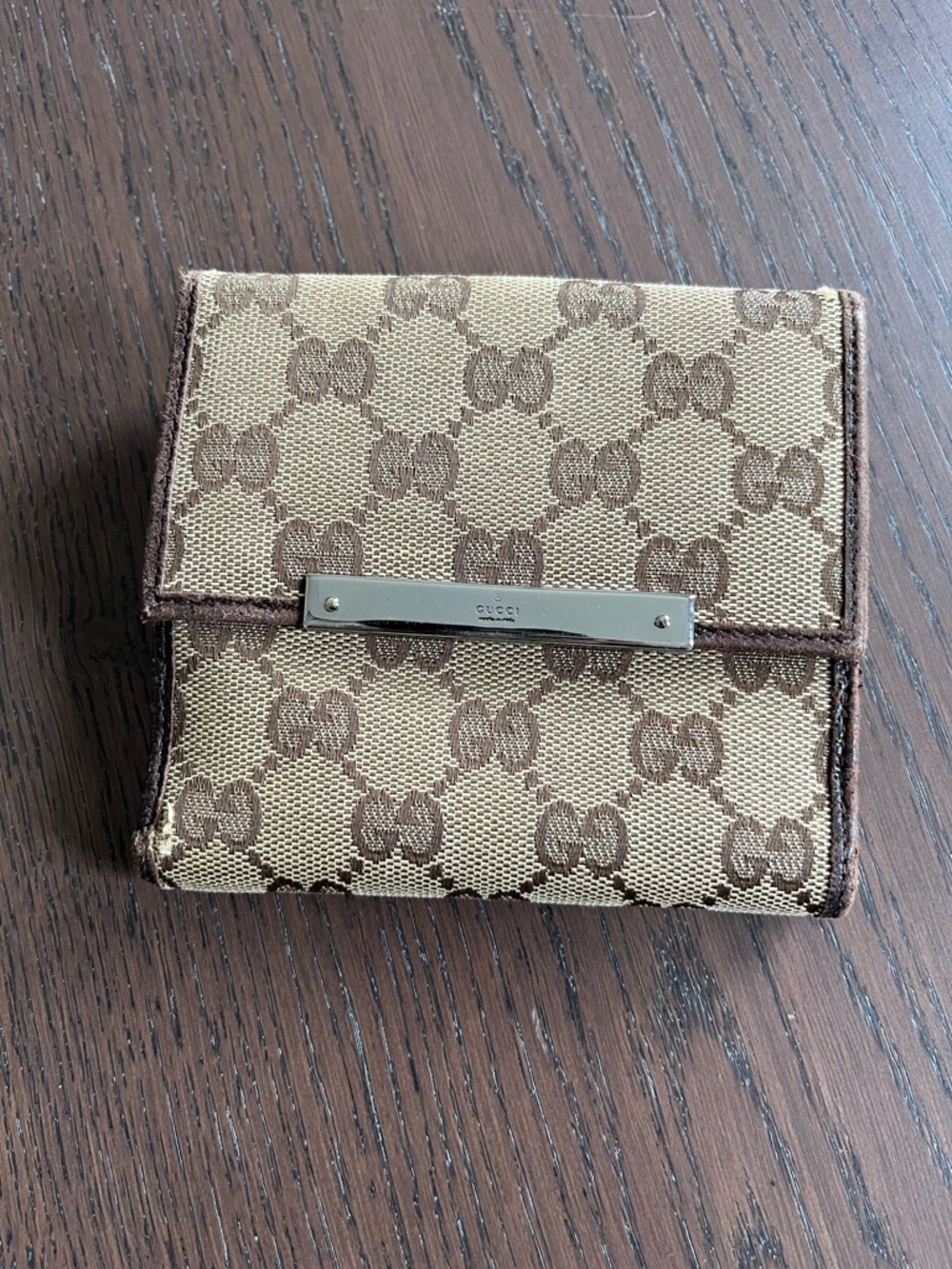 Gucci GG Canvas & Leather Monogram Bi-Fold Compact Wallet